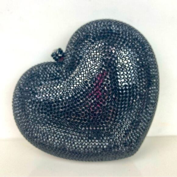 LUX MOB Crystal Heart Clutch Bag in Black - $695. - Picture 4 of 16